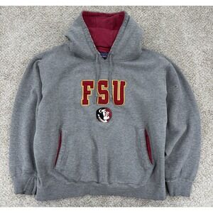 Vintage Champs Florida State Seminoles Hoodie Sweatshirt Mens‎ L Gray Distressed